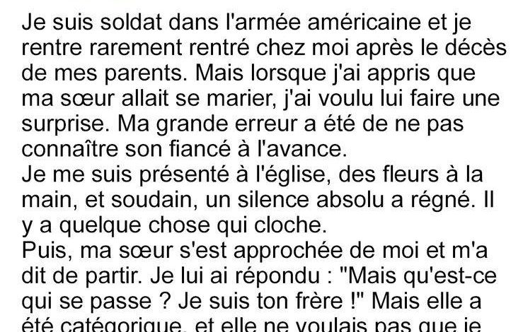 Un soldat a été demandé de quitter les lieux du mariage de sa sœur